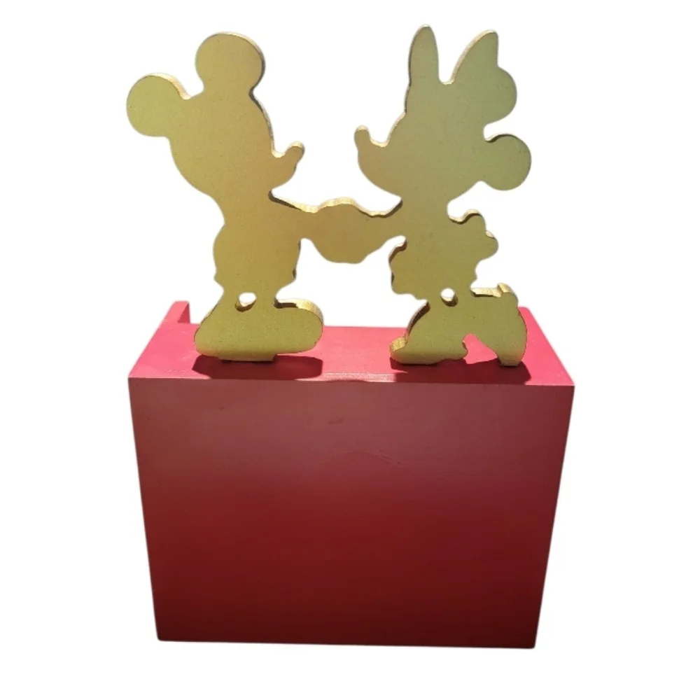 DISNEY Mickey & Minnie Wooden Perpetual Block Calendar Desk Decor